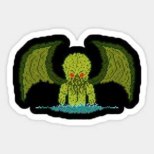 Pixel Monster Cthulhu Top Left Sticker